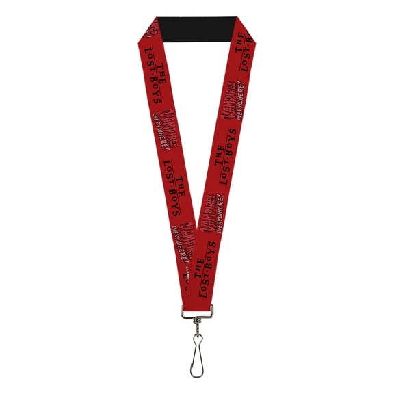 The Lost Boys Lanyard, The Lost Boys Vampires Everywhere Title Logo Reds Black, Elastic