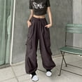 thumbnail image 2 of Women's Y2K Baggy Parachute Pants Cargo Wide Leg Pants with Pockets Baggy Casual Harajuku Streetwear Goth Attire, 2 of 8