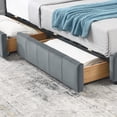 thumbnail image 6 of Full Size Upholstered Daybed with Storage, Mid-Century Modern Velvet Sofa Bed Frame, Tufted Backrest and Armrests, for Bedroom or Living Room, Grey, 6 of 8