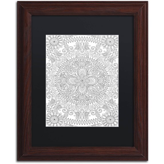 Trademark Fine Art "Mandala One" Canvas Art by Hello Angel, Black Matte, Wood Frame