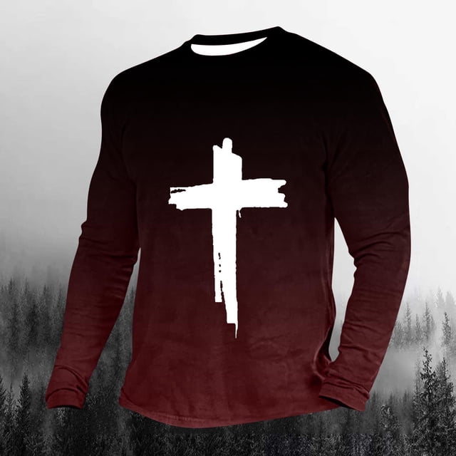 Blusas y camisas de manga larga con cuello redondo para hombre, blusa informal de moda con cuello redondo y estampado de manga larga, blusa de poliéster para hombre.