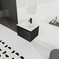 thumbnail image 2 of 24''Bathroom Floating Vanity with Ceramic Sink, Wall Mounted Bathroom Vanity with  Storage Cabinet, Modern Bathroom Sink Vanity Cabinet with Soft-Closing Door Hinges & Hidden Handle, Black, 2 of 8
