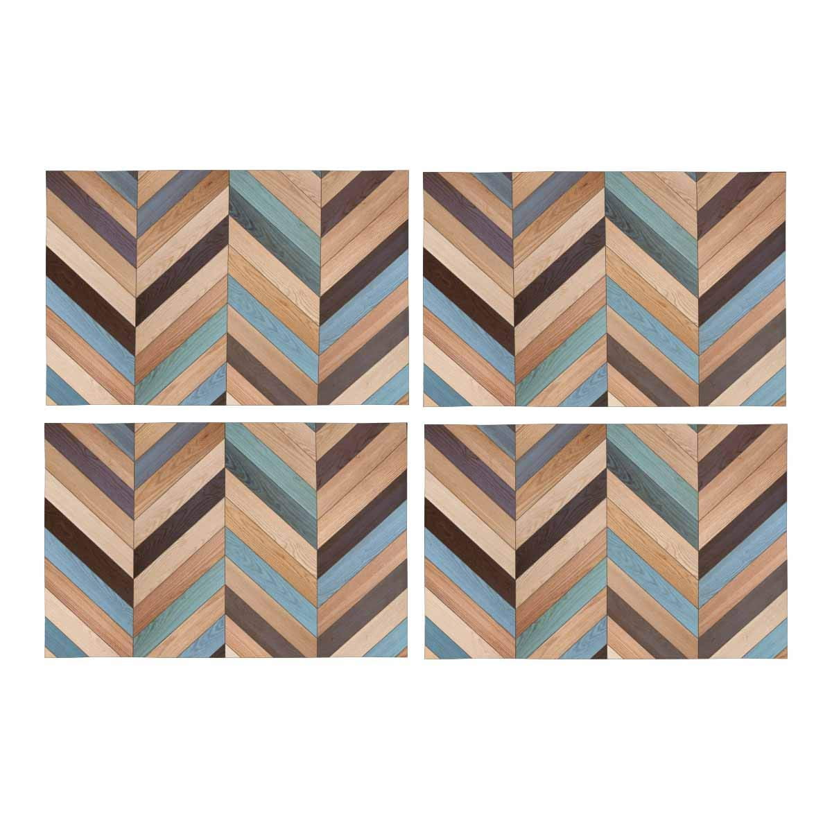MKHERT Vintage Wood Chevron Zig Zag Pattern Placemats Table Mats for
