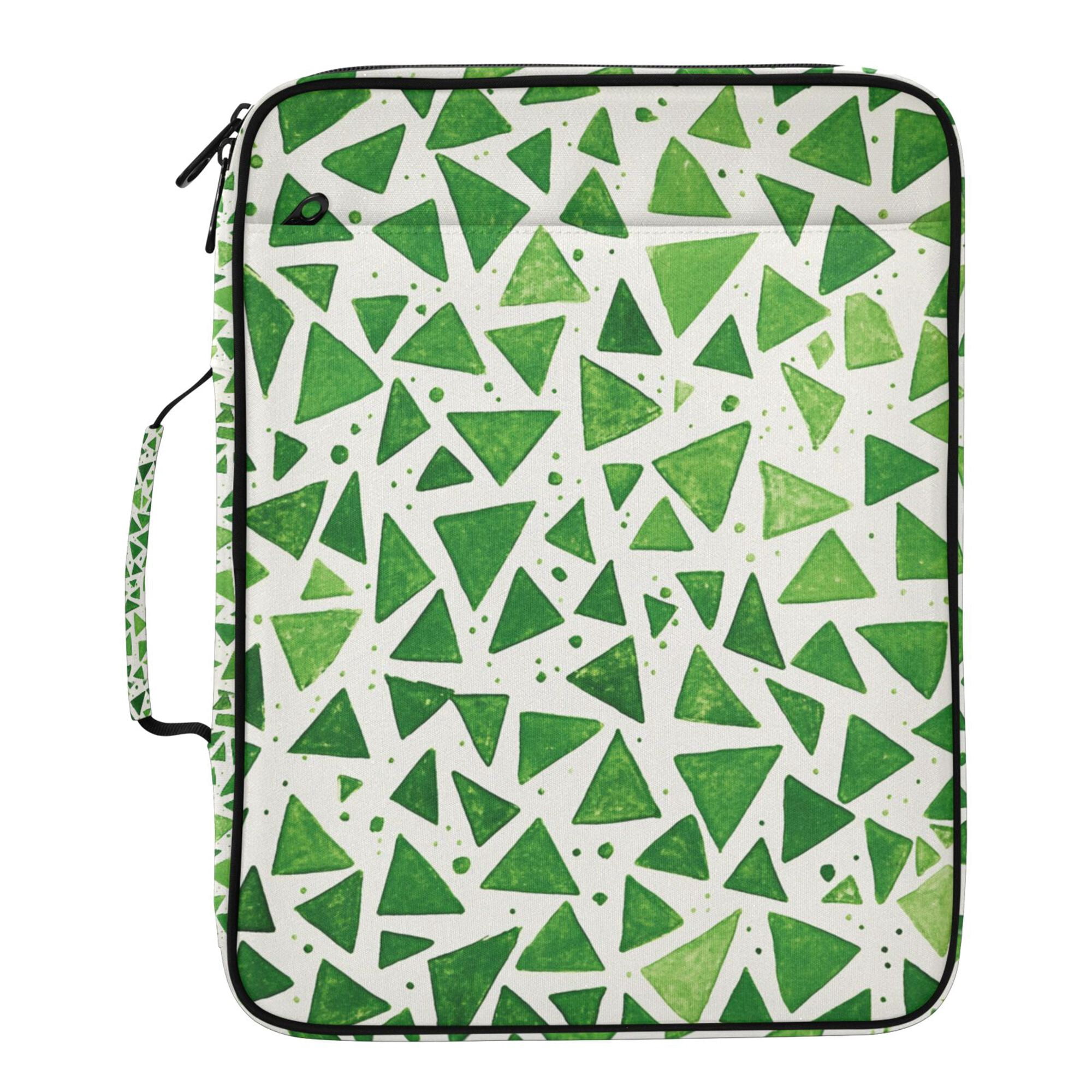 FORMRS Accordion File Folder A4 Size 7-Pocket Expanding Document Organizer Bag with 3 Ring Binder, Green Dot Triangles Pattern