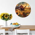 thumbnail image 2 of Eveokoki Rustic Sunflowers Sunset Farmhouse Wooden Wall Clock - 10 Inch Silent Non-Ticking Decorative Clock for Kitchen, Living Room, Bedroom, Country Home Decor, 2 of 3