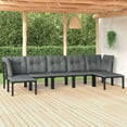 thumbnail image 1 of vidaXL 7 Piece Garden Lounge Set Black and Grey Poly Rattan, 1 of 5
