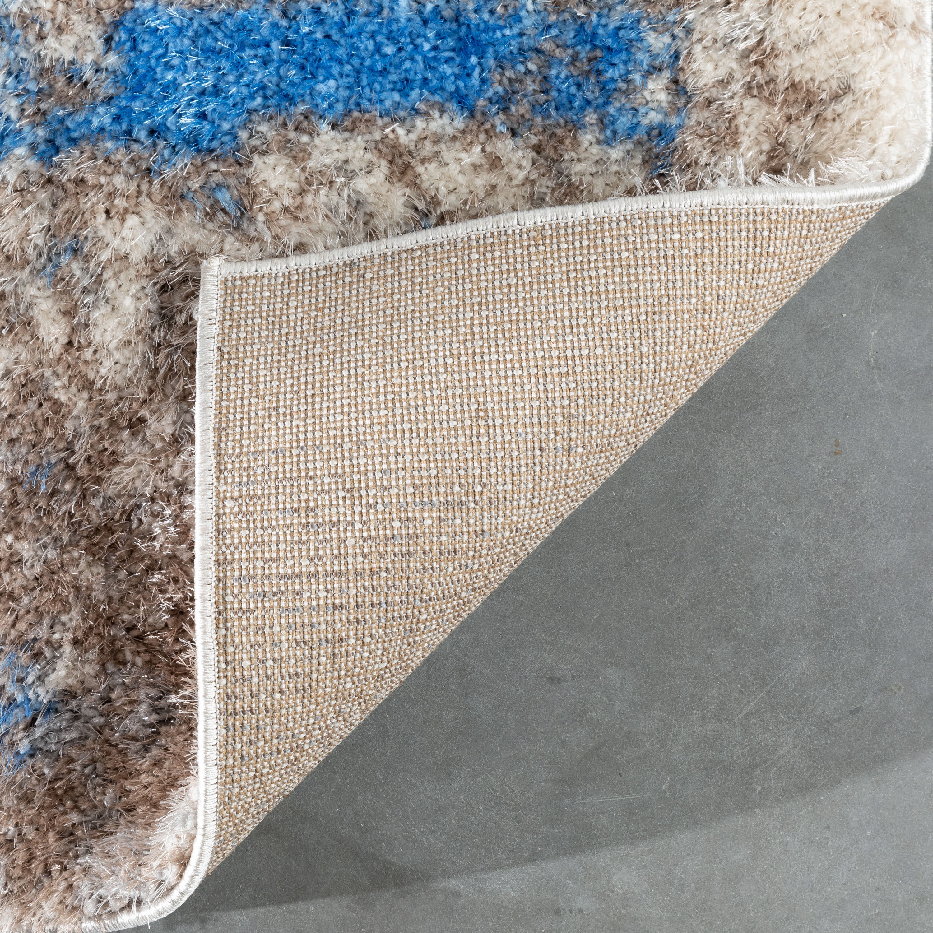 Well Woven Canyon Sariah Glam Shag Abstract Ivory Blue 2'3" x 7'3" Runner Rug