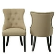 thumbnail image 3 of Contemporary Home Living Armless Upholstered Tufted Back Dining Chair - 35" - Cream - Set of 2, 3 of 9