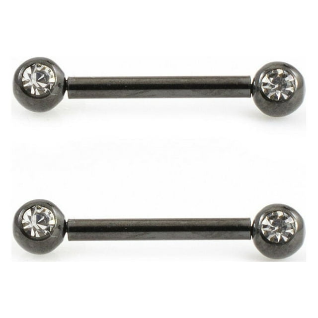 Paire de Barre de Mamelon à Pousser avec Zircon Cubique 14g