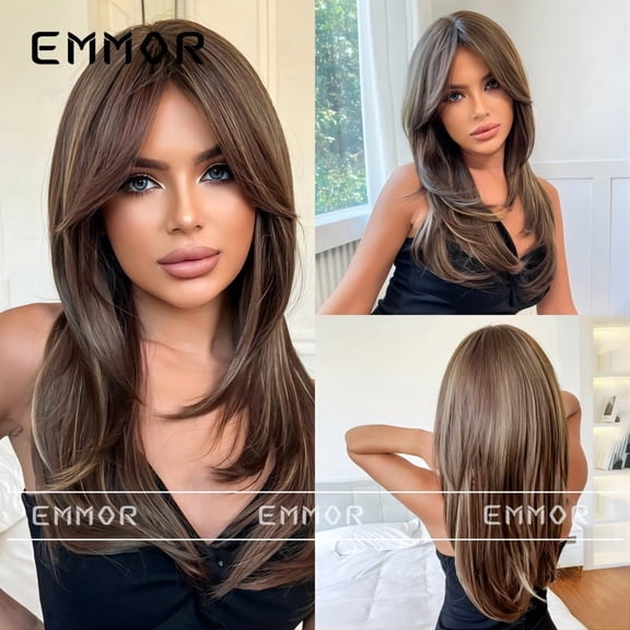 Hot Selling European and American Style Wig for Women with Bangs, Fluffy Wine Red Long Hair, Slightly Curly, Natural and Fashionable Synthetic Wig