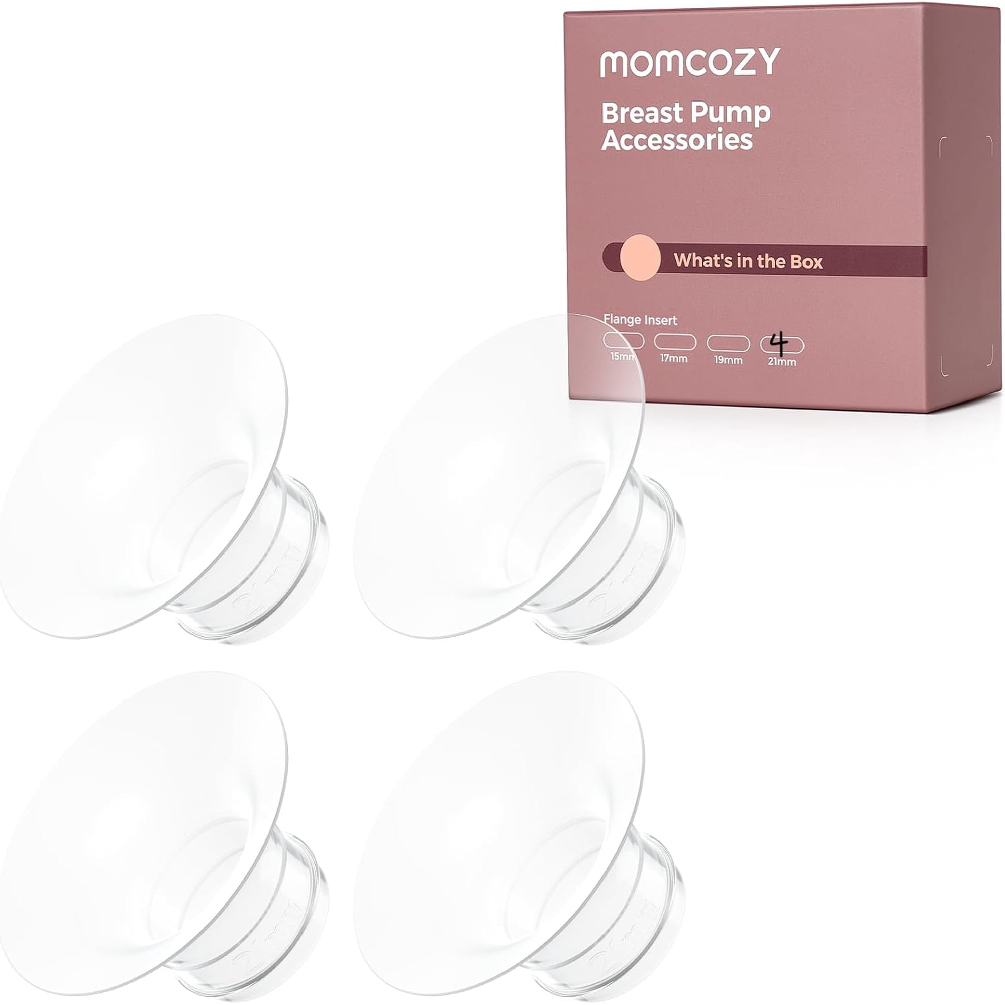 Momcozy M5| M6| M9 Original Replacement Accessories, Food-Grade Silicone & BPA Free, Original Breastfeeding Parts, Inserts 21mm, 4 Pack