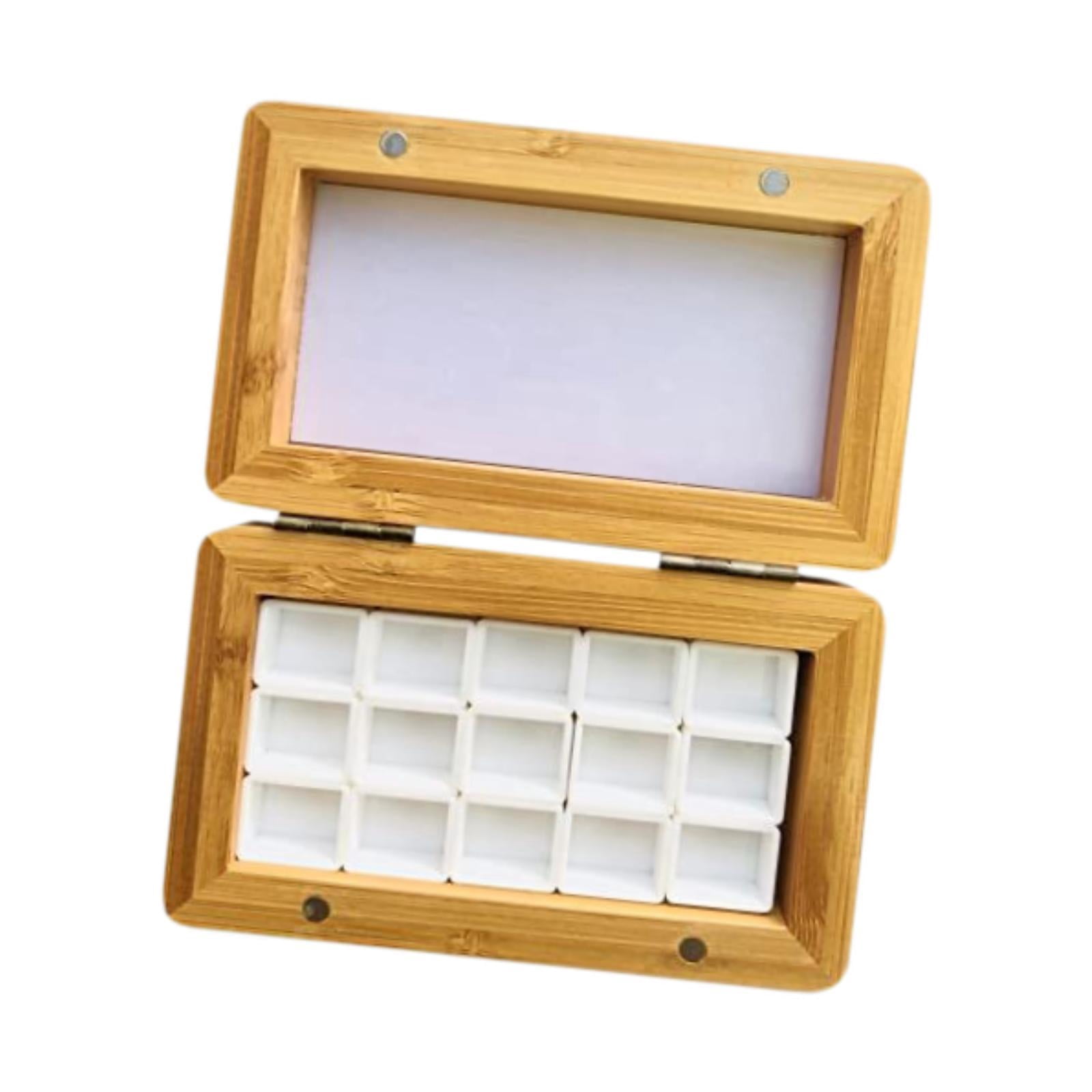 Mini kit d'aquarelle - 12 couleurs - Palette d'aquarelle portable - En bois pliable - Avec journal de papier aquarelle, pinceau aquarelle, stylo et clip
