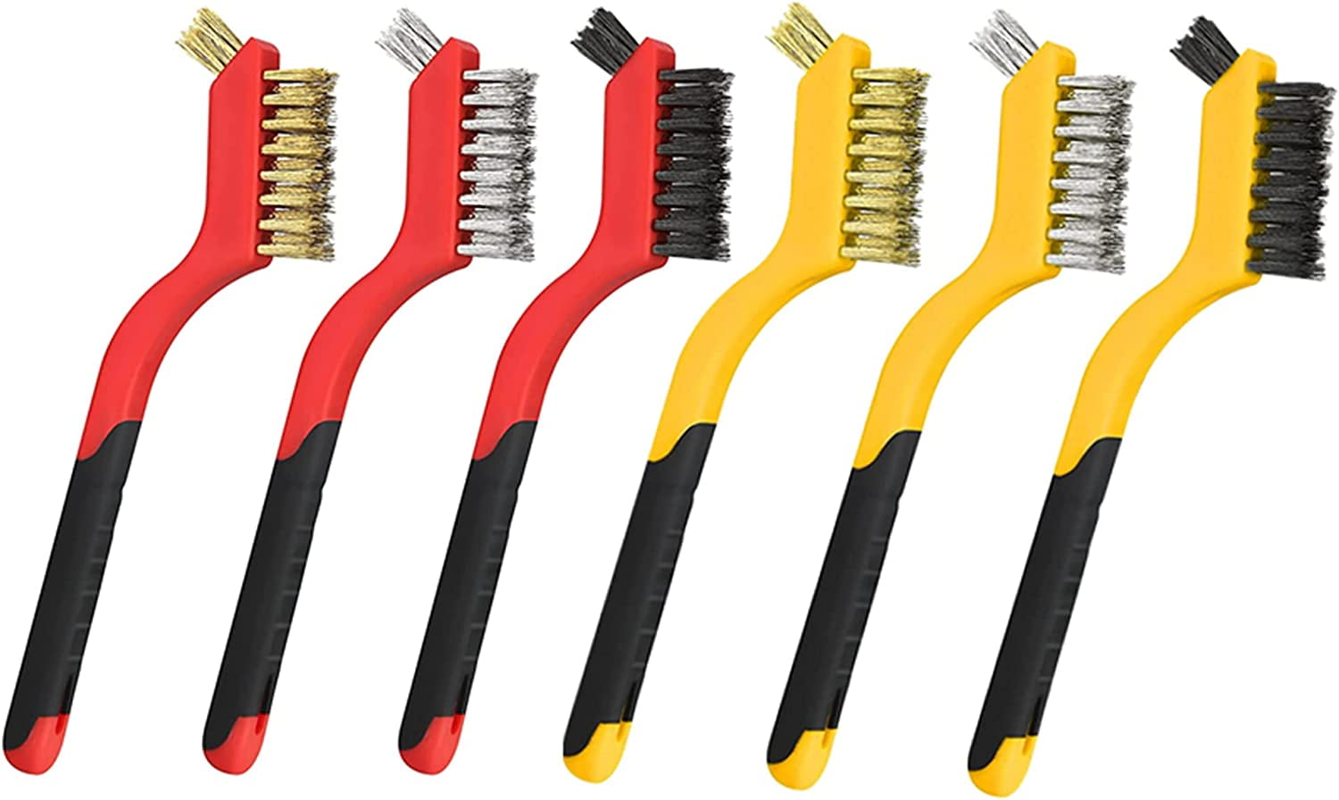 6Pcs Wire Brush Set NylonStainless SteelBrass Bristles Industrial