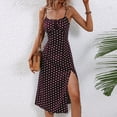 thumbnail image 2 of Puntoco Plus size dresses Summer Dresses for Women Spaghetti Strap Polka Dot Midi Dress 2025 Trendy Sexy Sleeveless Slit Beach Boho Sundresses Purple 10(XL), 2 of 6