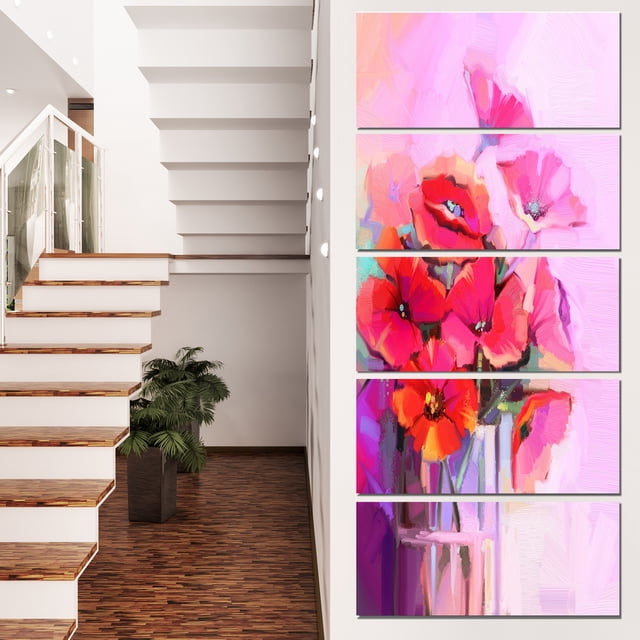 Bouquet of Poppies in Glass Vase - Large Floral Canvas Art Print