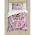 thumbnail image 3 of Eastern Duvet Cover Set King Size, Arabesque Traditional Ethnic Floral Pattern Colored with Watercolor Effects Art, Decorative 3 Piece Bedding Set with 2 Pillow Shams, Multicolor, by Ambesonne, 3 of 3