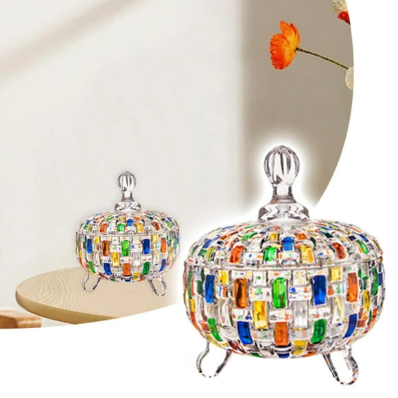 CRCMUHE Glass&Bottle Hand Painted Contrast Vase Color Woven Pattern Fruit Bowl With Lid Candy Jar Painted Glass Juice Glass Whiskey Glass