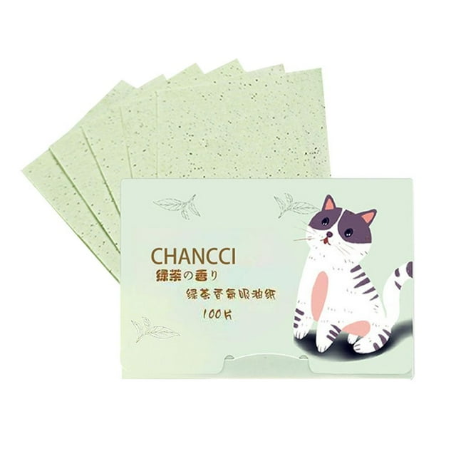 100 Sheets Oil Blotting Paper, Green Tea/Bamboo Charcoal Facial Absorbent Tissue for Shine Control