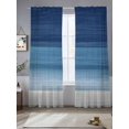 thumbnail image 2 of Navy Blue Ombre Sheer Curtains 84 Inch Length 2 Panels Set, Modern Abstract Art Blue White Striped Voile Window Treatment Rod Pocket Curtains Sheers Drapes for Bedroom/Living Room/Kitchen 52"x84"x2, 2 of 7