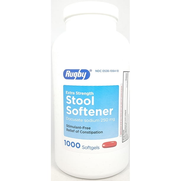 Rugby Extra Strength Stool Softener Softgels, 250 mg, 1000 Count