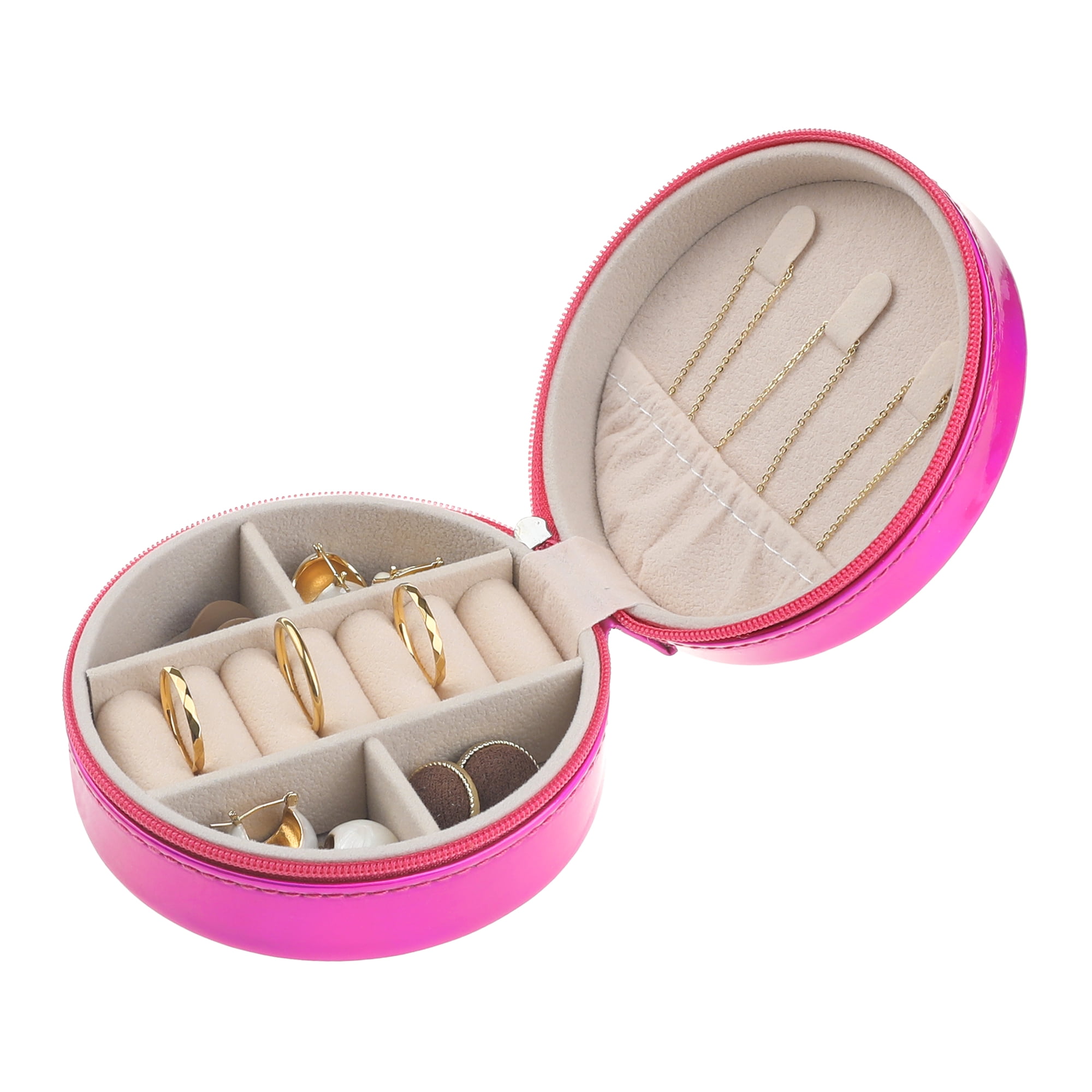 Unique Bargains Jewelry Box PU Leather Jewelry Organizer Storage Display Holder for Ring Rose
