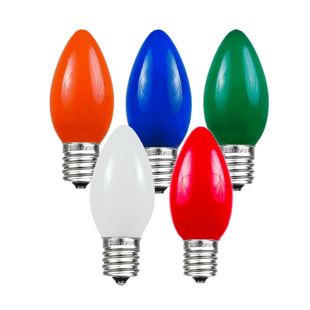 Festive Living Ceramic Multicolor C9 Incandescent Traditional Vintage Christmas Replacement Bulbs 25 Pack