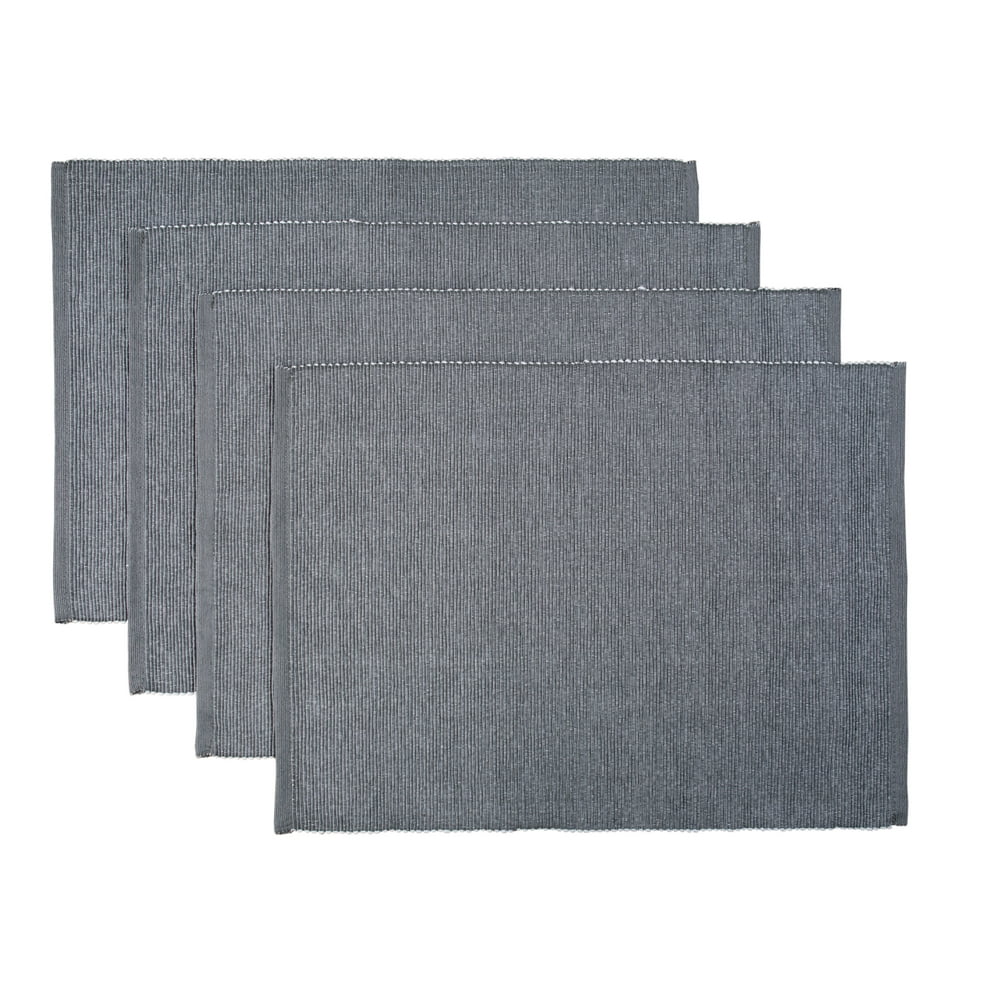 Mainstays Ribbed Chambray Placemat, 13 in x 18 in, Set of 4, Gray