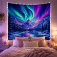 thumbnail image 2 of Aurora Borealis Over Snowy Mountains and Forest, Serene Digital Art for Nature Lovers, Northern Lights Wall Art Christmas Gift Tapestry Wall Hanging for Bedroom and Living Room, 2 of 7