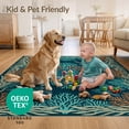 thumbnail image 4 of ODIKA 8'x10' Ultra-Soft Area Rug, Beachy Seaweed Border Fish Accent Deep Seafoam Symmetry Print None Washable, Bare feet friendly, Silk-Touch for Bedroom, Under Sectional, 4 of 7