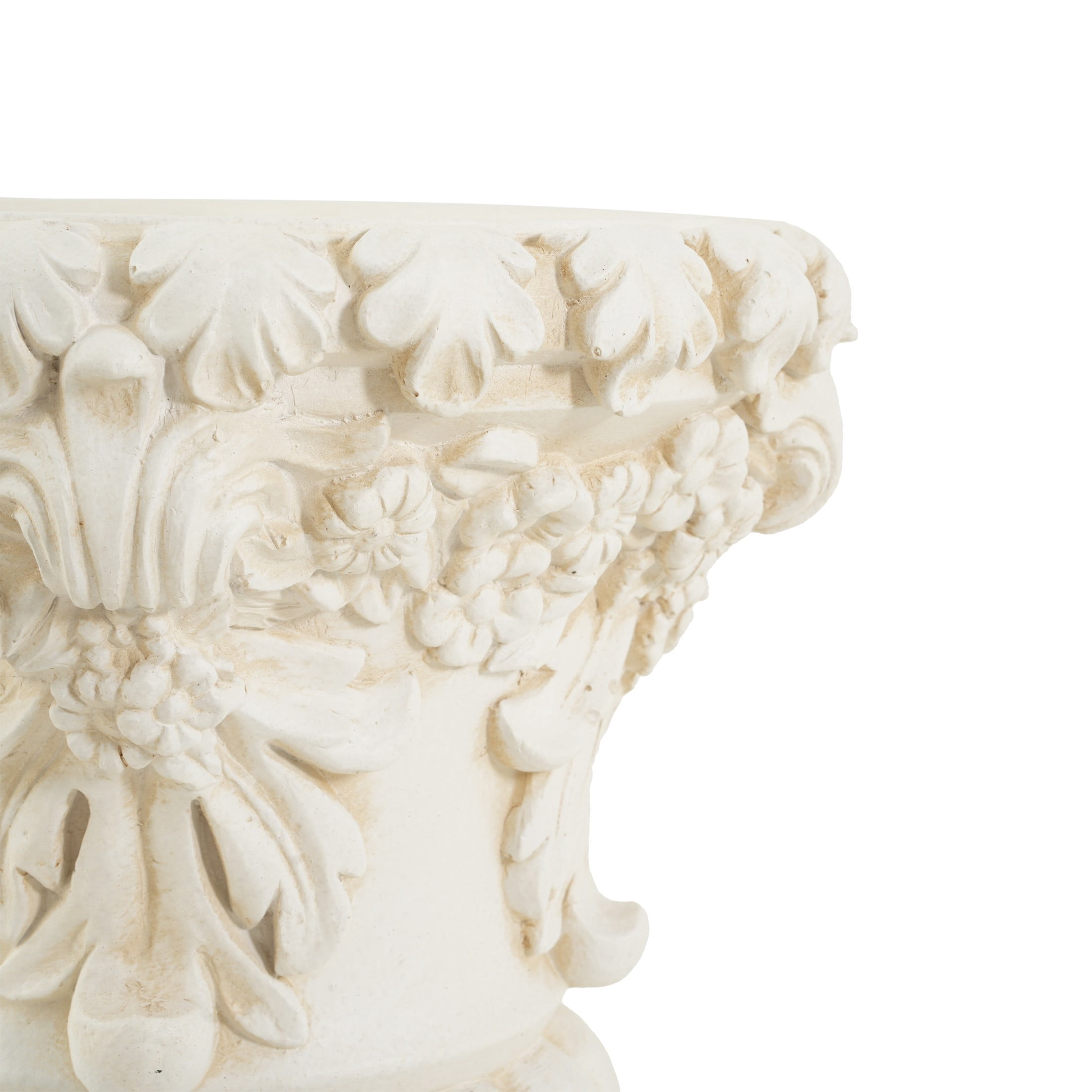 Christopher Knight Home 23"H Classical Floral Relief Urn Planter, Lightweight Decorative Vase, Antique White