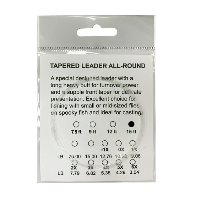 7.5ft 9ft 12ft and 15ft 0X-6X 5pcs Per Size Fly Fishing Leader Clear Tapered Leader Fly Line Nylon Fly Line Leader 15FT 5PCS Tippet