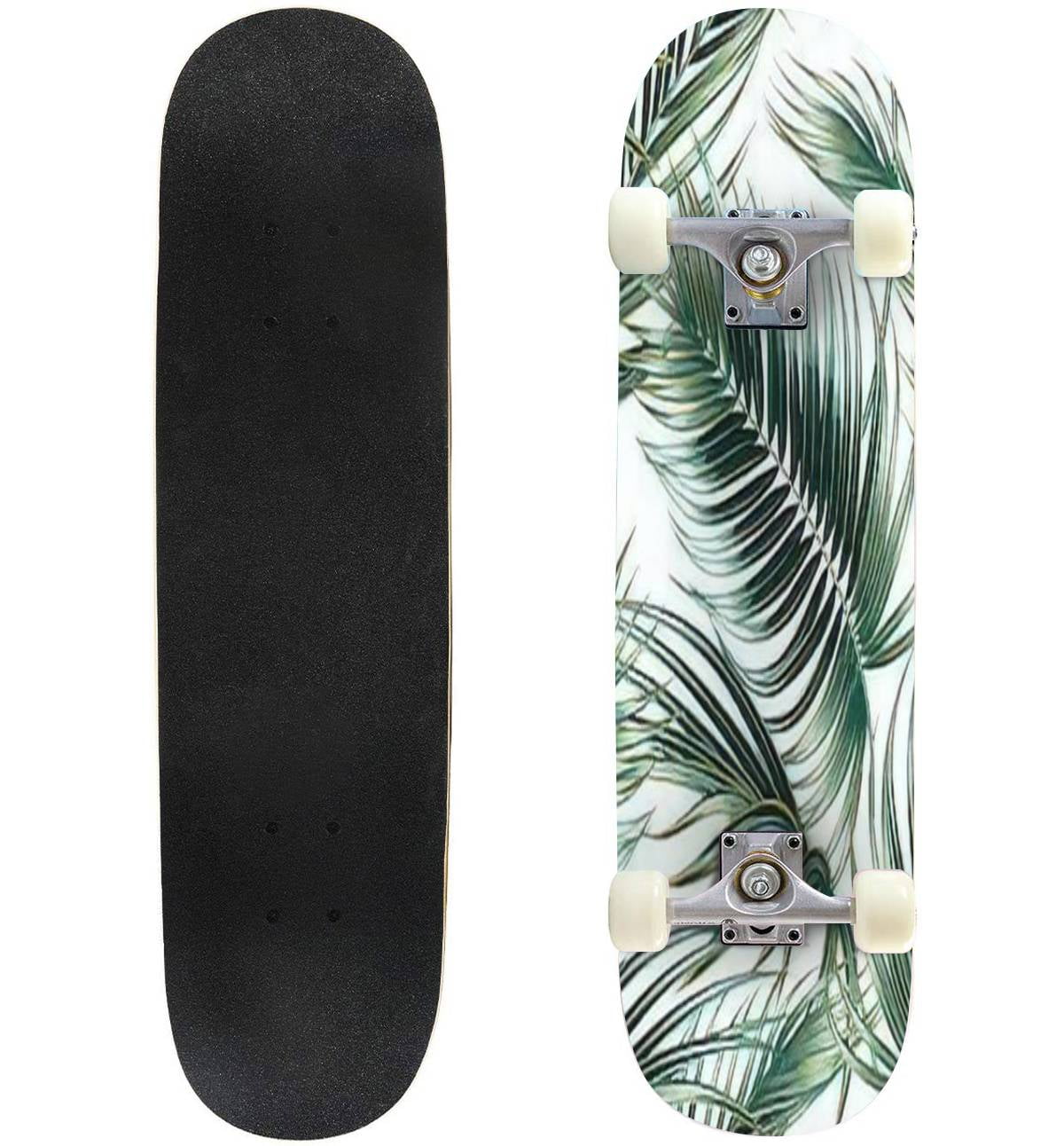 Tropical leaves jungle leaf seamless vector floral pattern Outdoor Skateboard 31"x8" Pro Complete Skate Cruiser 8 Layers Double Concave Deck Maple Longboards for Youths Sports - Walmart.com