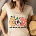 thumbnail image 4 of With God All Things Are Possible Christian Floral T-Shirt, Heliconia, Size L, 4 of 6