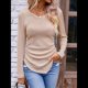 thumbnail image 5 of Camisas de Larga para Mujer, Cuello en V, Punto Acanalado, Corte Entallado, Suéter Ligero, Blusas Informales Elegantes de Otoño Albaricoque L, 5 of 8