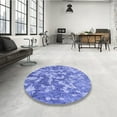thumbnail image 4 of Ahgly Company Machine Washable Indoor Round Transitional Day Sky Blue Area Rugs, 5' Round, 4 of 7