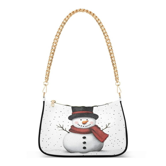 Ryvnso Snowman Womens Chain Shoulder Bag Tote Handbags Clutch Hobo Purse with Zipper for Travel
