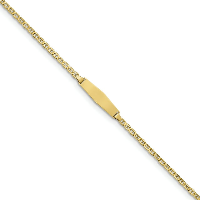 14k Polished Soft Diamond Shape ID with Semi-SolSoft Diamond Shape ID Ancho (Weight: 2.01 Grams, Length: 6 Inches)