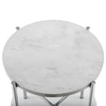 thumbnail image 2 of Pemberly Row Table d'Appoint Ronde en Faux Marbre de 20 Po en Blanc et Chrome, 2 of 4