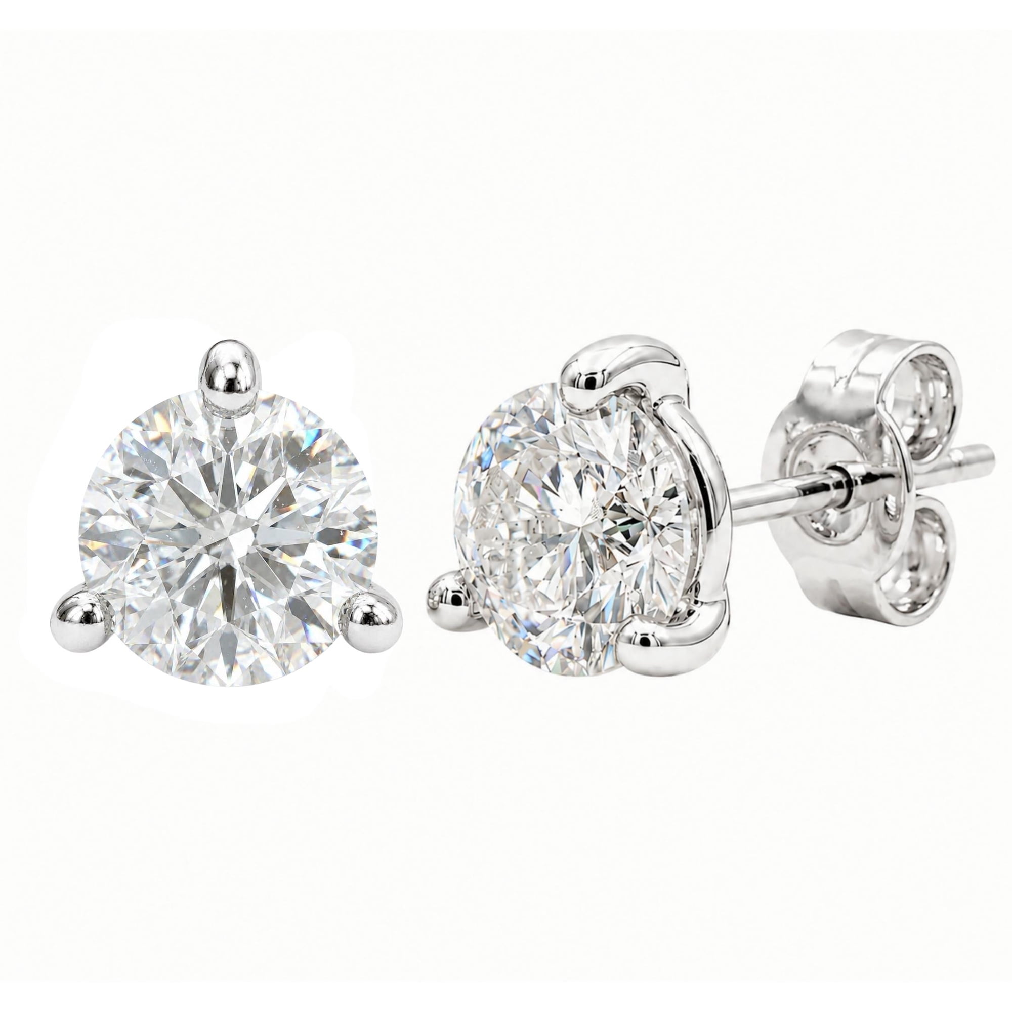 Diamonair Lab-Grown Diamond Stud Earrings for Women | Sterling Silver | Round Cut | Prong, Push Back | F Color, VS+ Clarity | 1.00 Total Carat Weight | Anniversary, Wedding, Birthday Gift