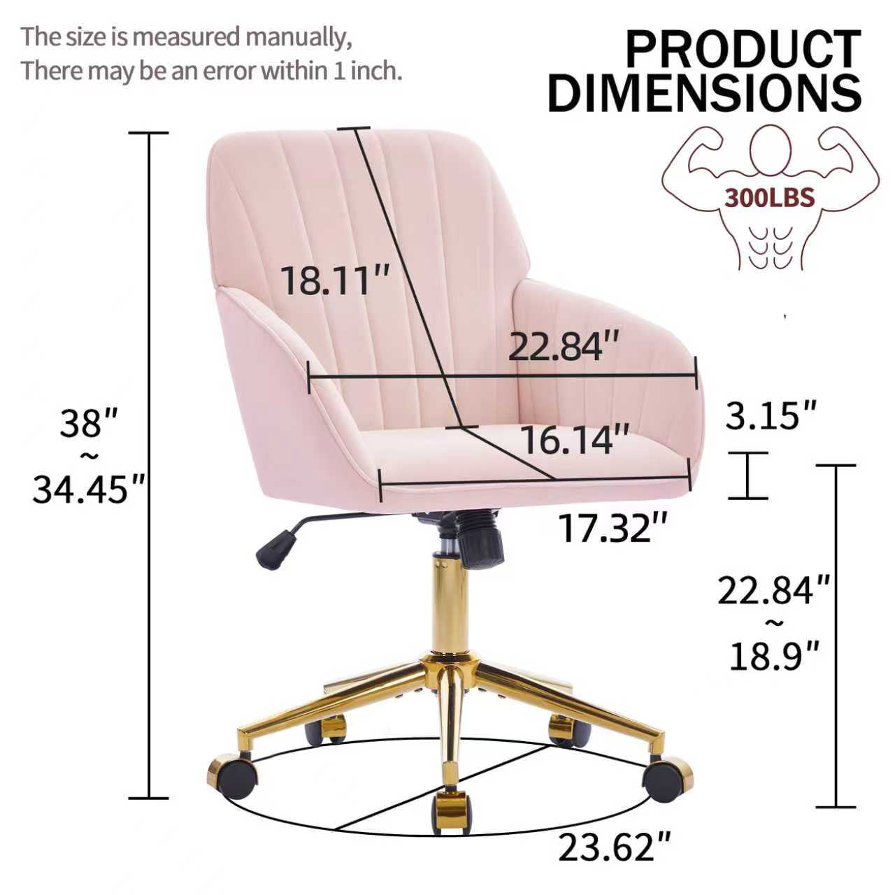 Adjustable Ergonomic Swivel Office Chair, Comfortable High‑Density Foam Desk Chair with Silver Metal Base for Home & Bedroom Long‑Time Sitting