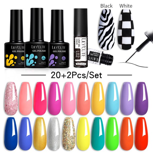 LILYCUTE Juego de manicura 36W Lámpara UV Juego de uñas 10 colores Semipermanente Juego de esmaltes de gel para uñas con capa superior para base Soak Off Lámpara LED UV zhangmengya LED