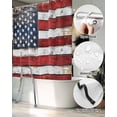 thumbnail image 5 of Split Shower Curtain for Transfer Bench, Vintage American Flag Fabric Shower Curtains for Bathroom, Country Wooden USA Flag Tub Sliding Transfer Bench Waterproof Bath Curtains 72"x72", 5 of 9