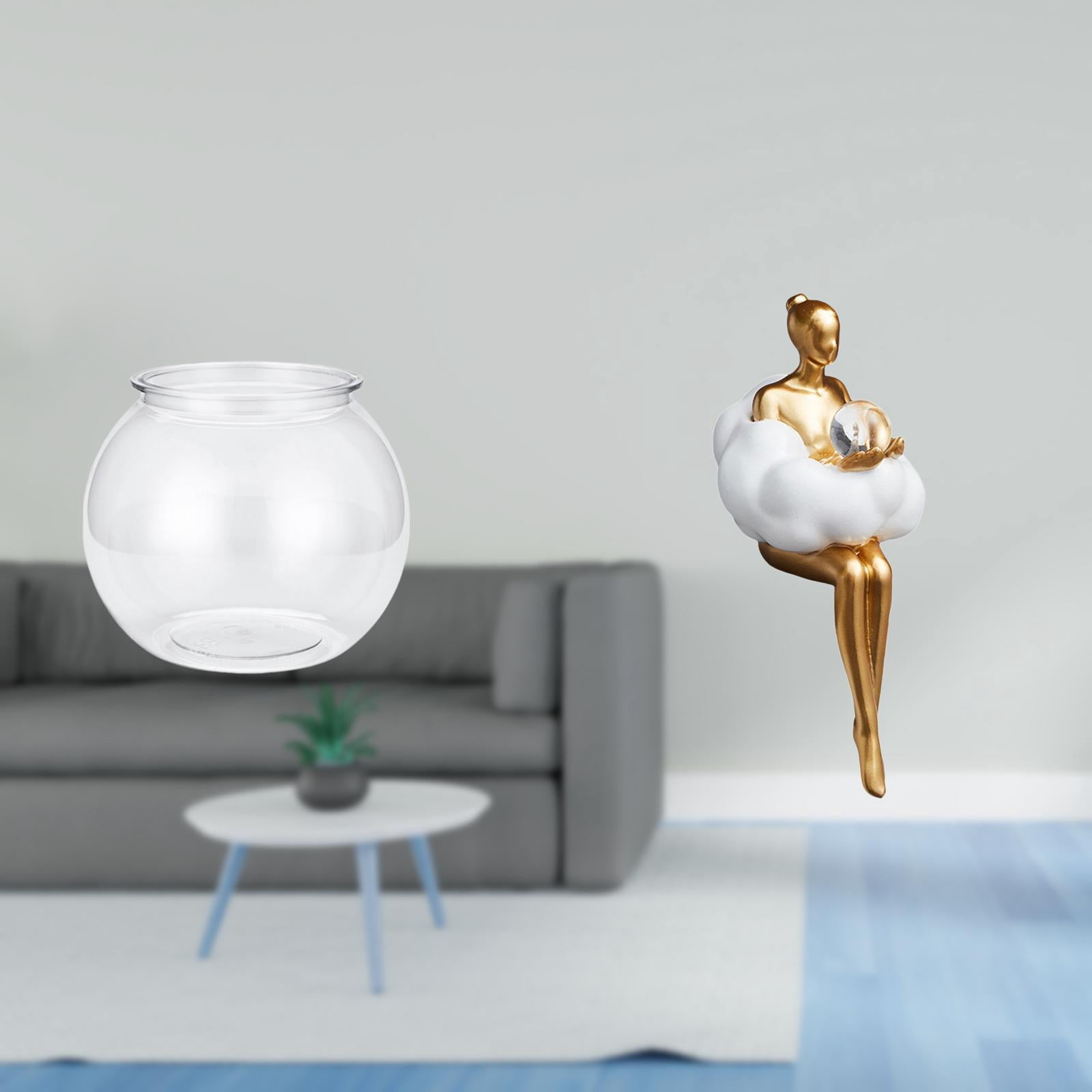 Desktop Aquarium Tank Transparent Fish Bowl Vase Resin Material Art Statue Figurine Suitable for Desk Bookshelf Display