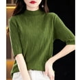 thumbnail image 4 of Women's Sweaters Pullover Off Shoulder Cropped Casual Knit Romantic Date Night Outfit Fall Winter Semi High Neck Knitted Pullover Sweater Slim Fit Ribbed Texture Versatile Casual Blouse, 4 of 6