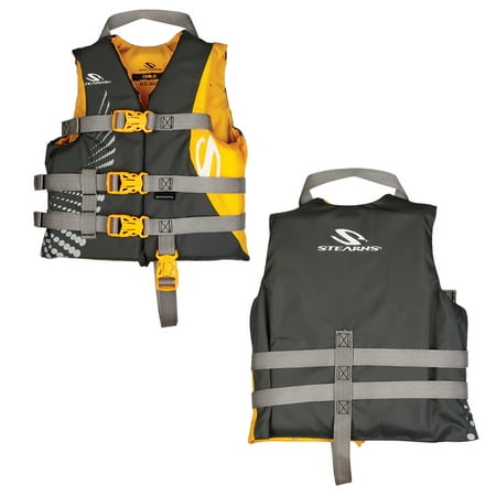 Stearns Child Antimicrobial Nylon Life Jacket - 30lbs to 50lbs, Gold/Gray