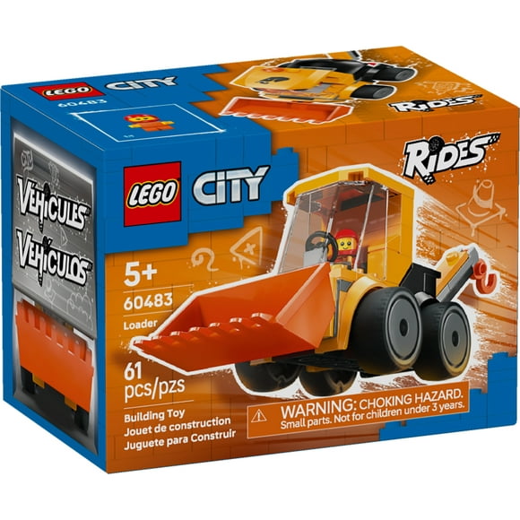 LEGO City Rides – Construction Loader Building Toy for Kids - Pretend Play Set for Boys & Girls, Ages 5+ - Construction Toy W/Backhoe, Loader Bucket, & Minifigure - Gift Idea for Birthdays - 60483