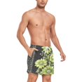 thumbnail image 4 of FORMRS Mens Swim Trunks Mesh Liner Quick Dry Casual Beach Board Shorts with Pockets, Sizes S-2XL, Green Flowers, 4 of 9