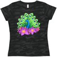 thumbnail image 3 of Inktastic Peacock and flowers Women's T-Shirt, 3 of 5
