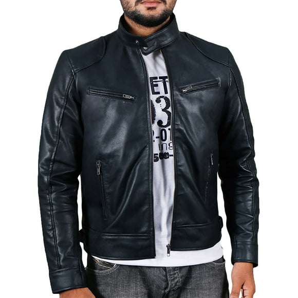 Drppepioner Veste en Similicuir Homme, Veste Vintage Cool pour Homme en Cuir à Manches Longues d'Hiver à Col Montant Manteau de Boîte de Nuit Mode Vestes en Cuir pour Homme Hauts Décontractés Noir