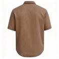 thumbnail image 3 of Uwinwear Men's Classic 1 Pocket Short Sleeve Button Up Shirt Washed Denim Short Sleeve Shirt Loose Fit Casual Summer Tops,Brown,XL, 3 of 3